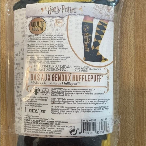 Harry Potter Hufflepuff Knee Socks Adult NEW - Picture 4 of 4